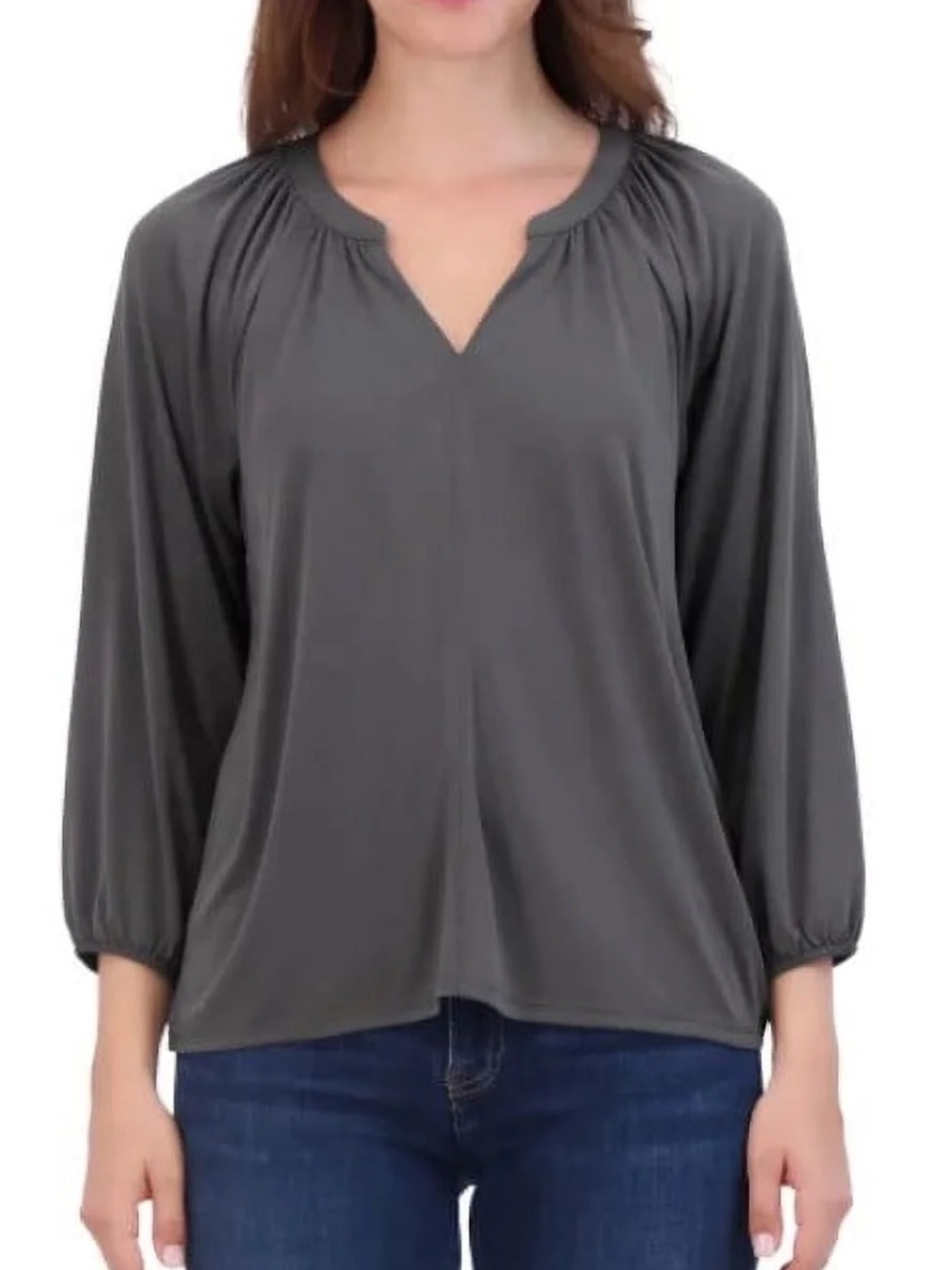 NWT Lucky Brand Gray 3/4 Sleeve Peasant Top – Medium